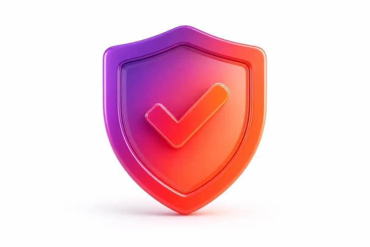 Um escudo com um sinal de 'check' dentro, representando um site seguro.