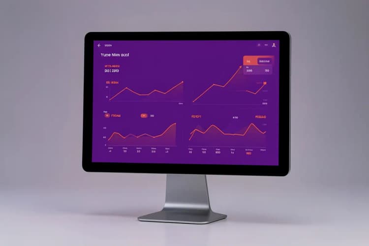 Um painel de controle com vários gráficos e métricas em um monitor de computador
