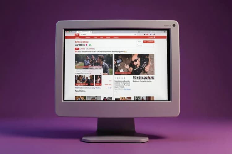 Um site amador com design desorganizado, fontes variadas e imagens de baixa qualidade em um monitor antigo.